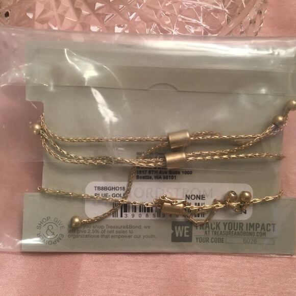 NWT Treasure & Bond (Nordstrom) Set of 3 Adjustable Goldtone Bracelets - Picture 4 of 5
